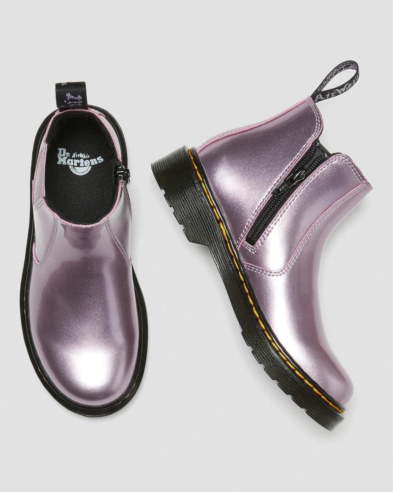 Pink Kids' Dr Martens Junior 2976 Metallic Chelsea Boots | CA 668XYU